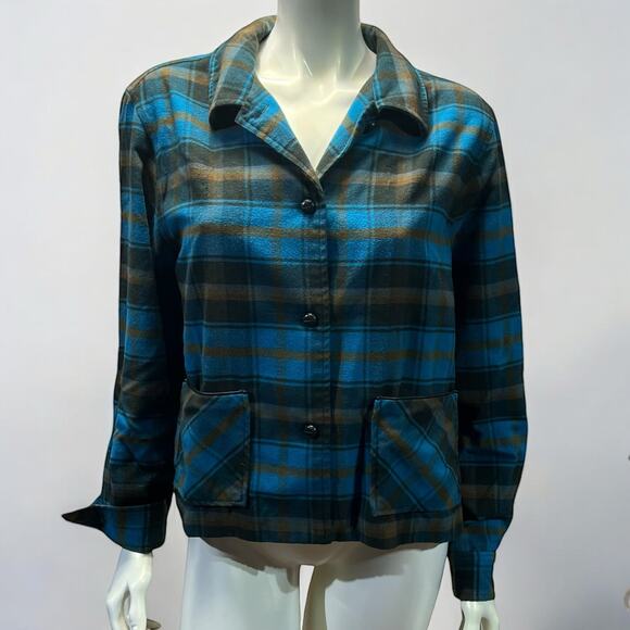 NORTON Blue Plaid Shirt Jacket, Size 10 – Lightweight Overshirt for Fall/Winter - Picture 1 of 12